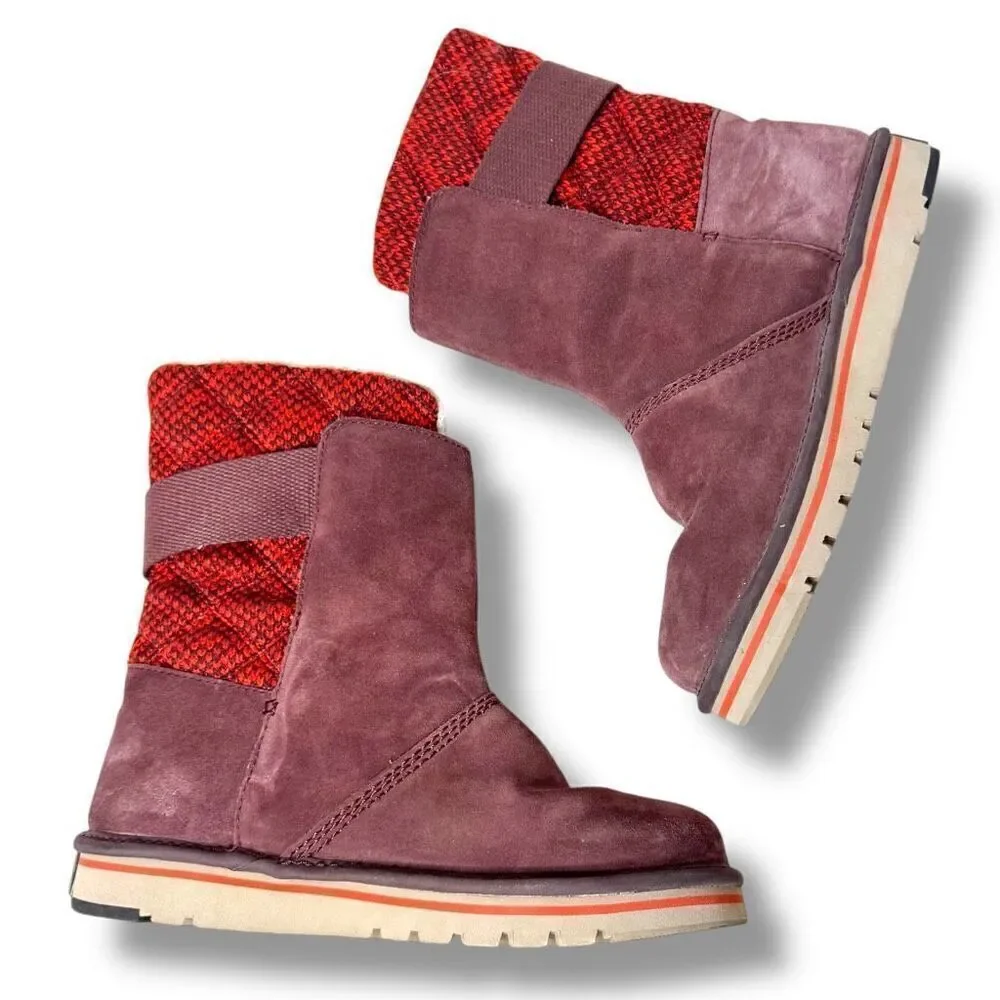 Sorel The Campus Boots Suede-Knit Madder Red Brown Winter Boots Women’s Size 8.5